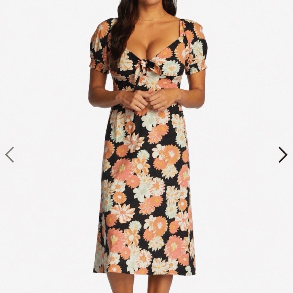 NWT Roxy Summertime Feeling Puff Sleeve Dress Size XS